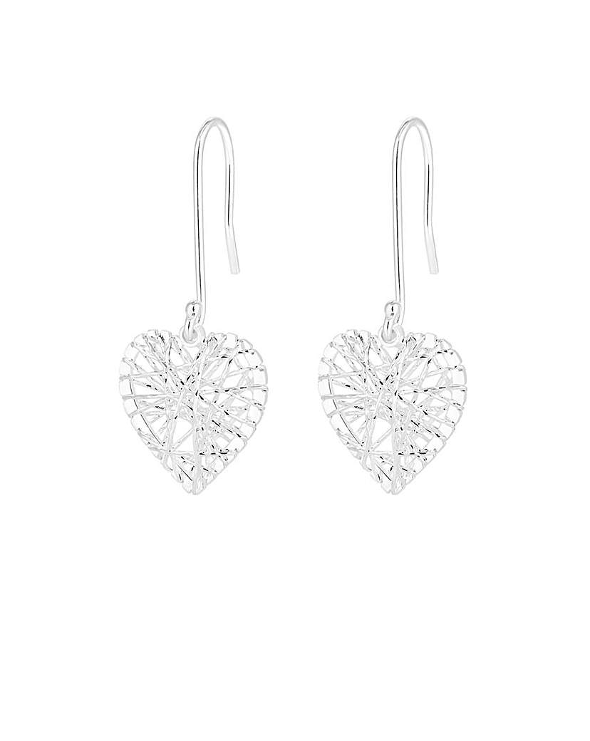 Simply Silver Diamond Heart Earrings