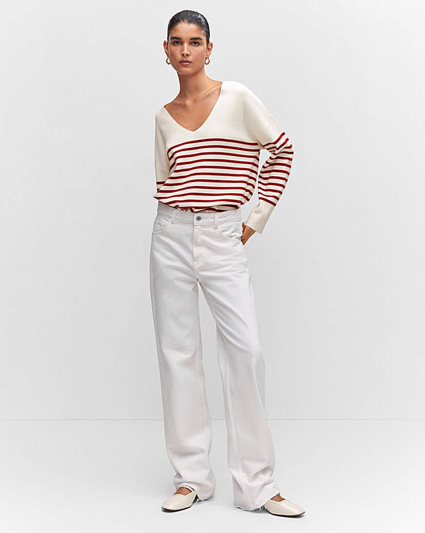 Mango Stripe V Neck Jumper