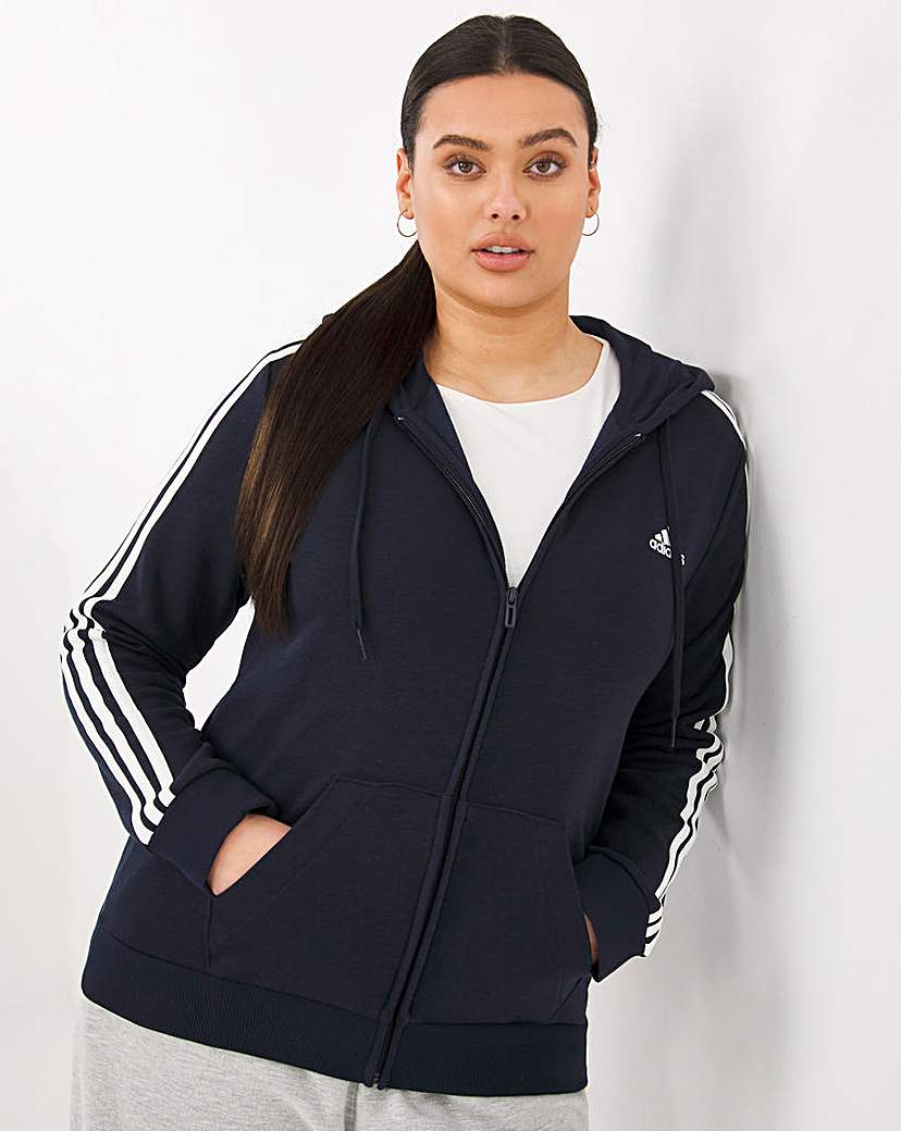 adidas 3 stripes full zip hoodie