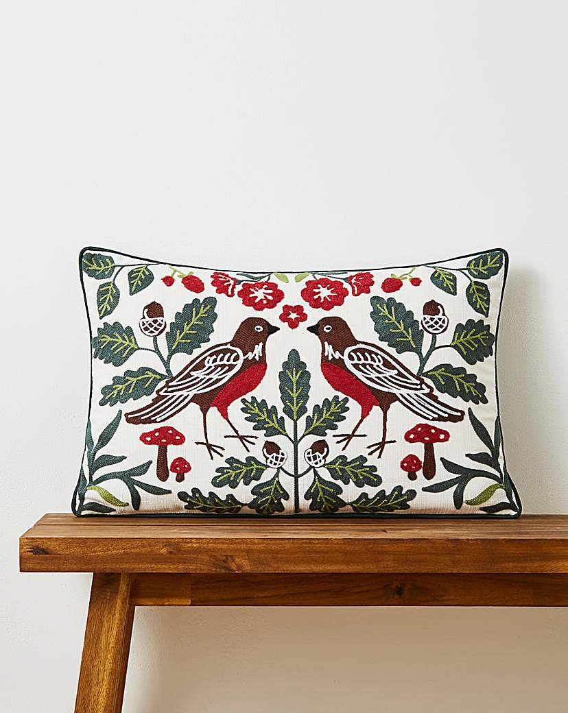 Garden Birds Embroidered Cushion Multi JD Williams …