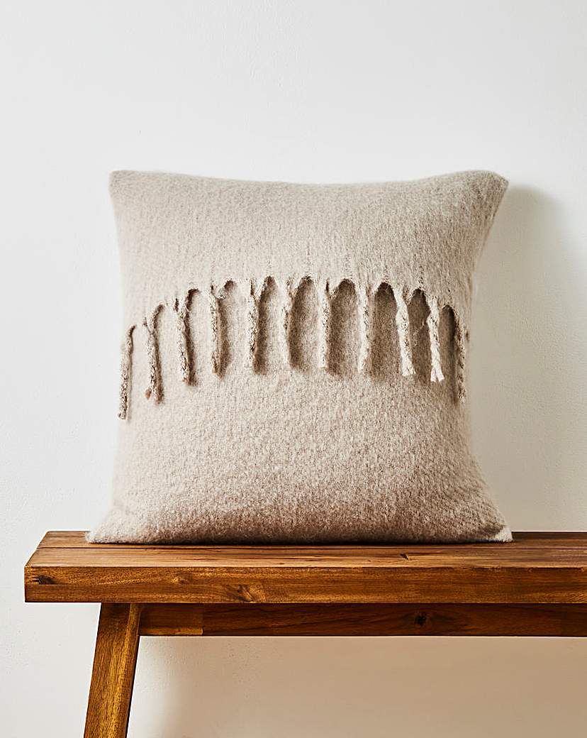 Faux Mohair Fringed Cushion Natural Natural JD …
