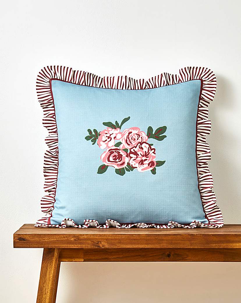 Bella Cushion with Striped Ruffled Edges Duck …