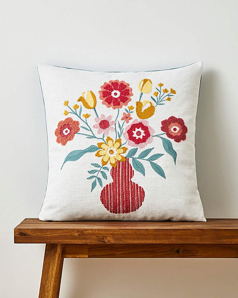 Deni Floral Boucle Embroidered Cushion Multi JD …