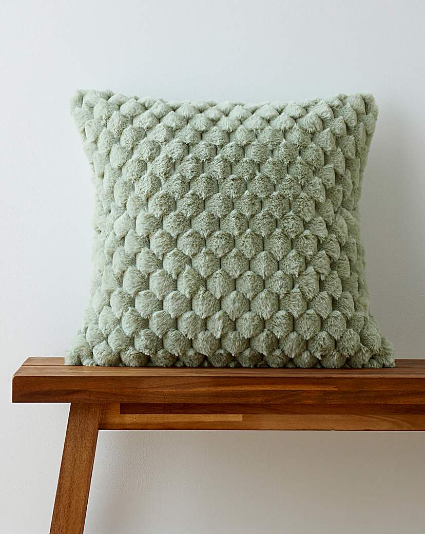 Scallop Faux Fur Cushion Sage Green Sage …