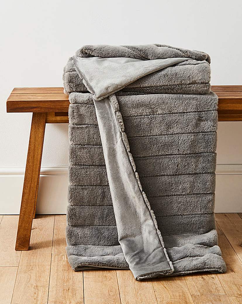 New In - Large Ribbed Faux Fur Throw