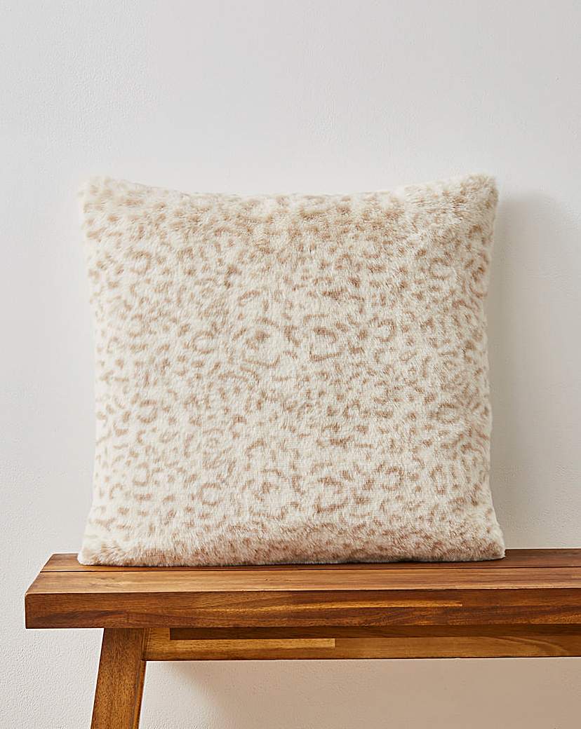Leopard Printed Faux Fur Cushion Natural JD …