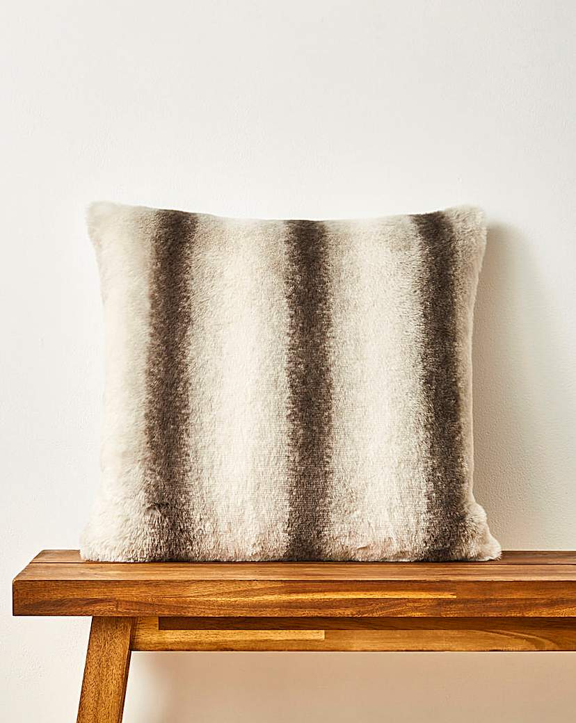 Stripe Animal Printed Faux Fur Cushion Grey …