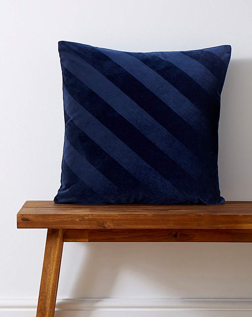 Striped Velvet Cushion Navy JD Williams Size …