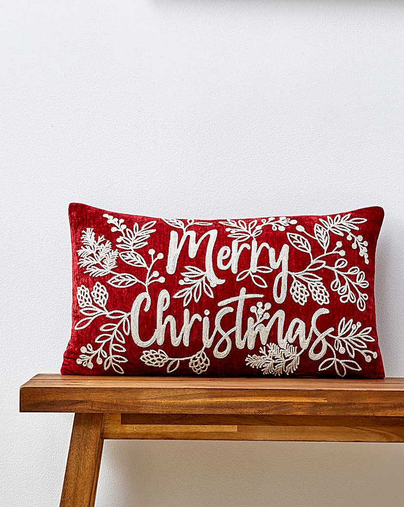 Merry Christmas Boudoir Cushion RED JD Williams