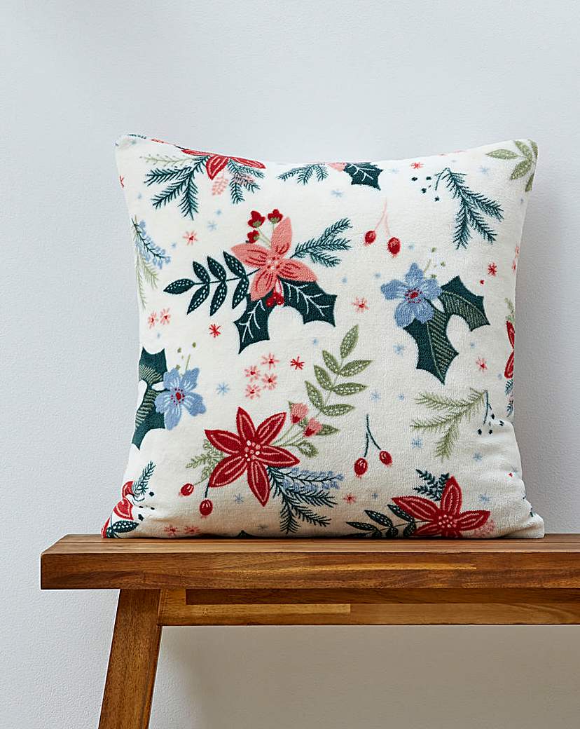 Noelle Christmas Floral Cushion Multi JD Williams