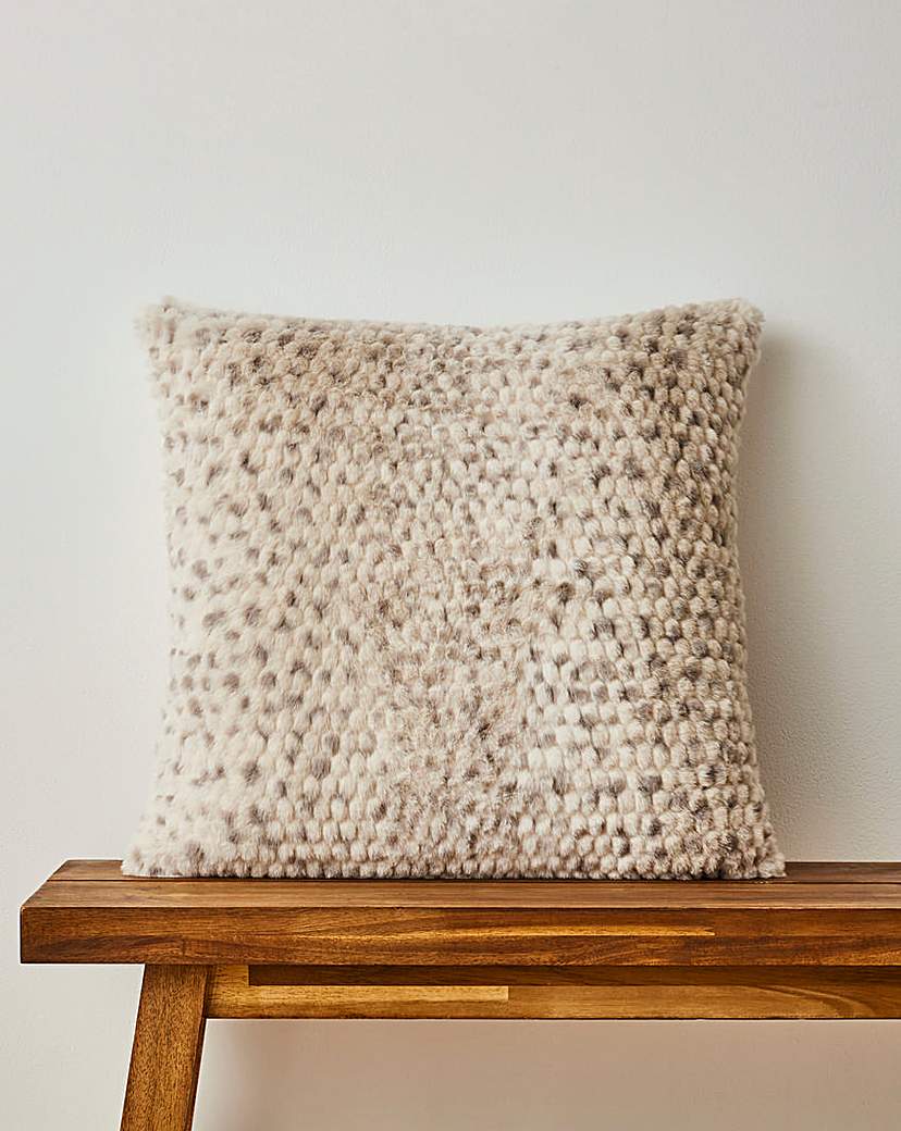 Bobble Textured Faux Fur Cushion WhiteGrey JD …