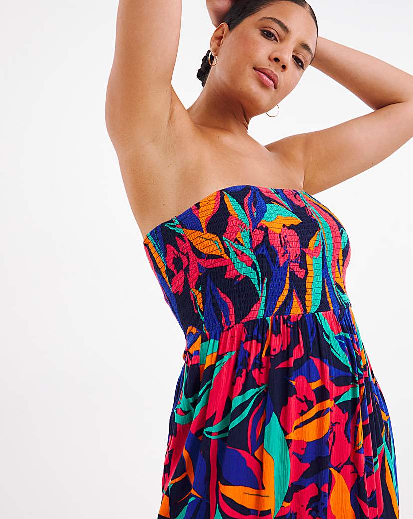 Crinkle Bandeau Beach Dress