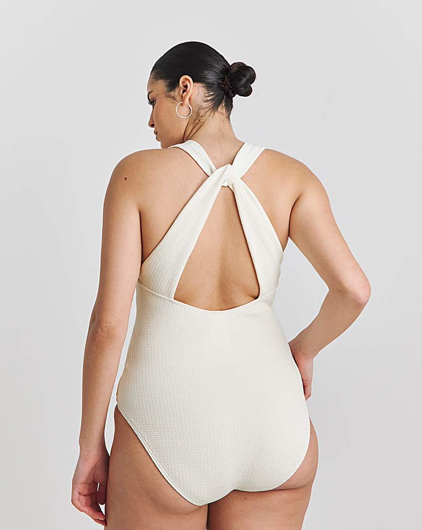 Textured Cross Back Swimsuit