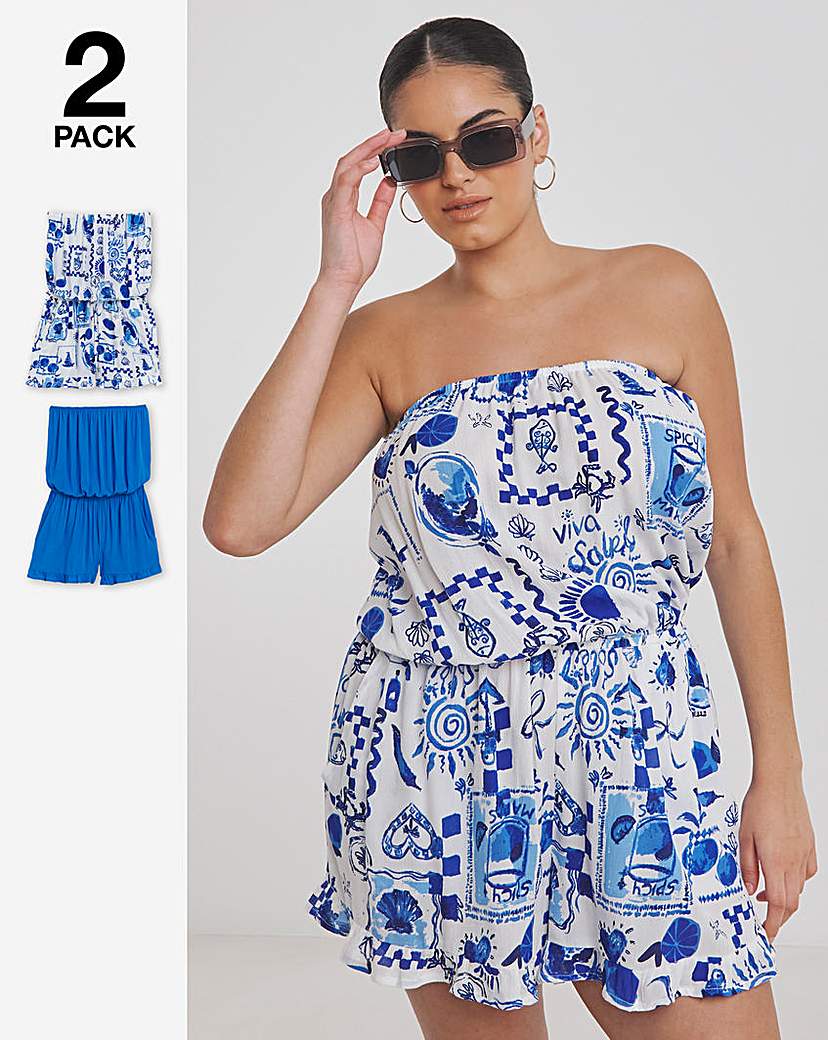 Simply Be 2 Pack Value Beach Playsuits