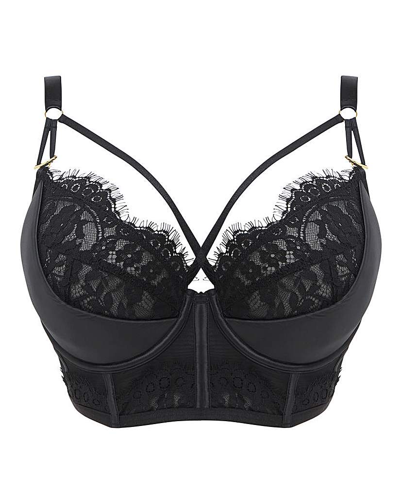 Figleaves Adele Satin and Lace Bra In Black | UK Size 32C Women's