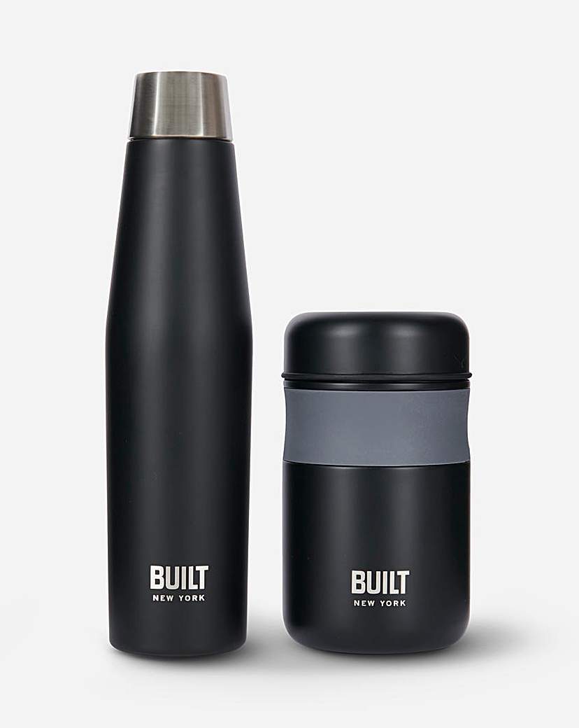 Built Bottle and Food Flask Duo Black