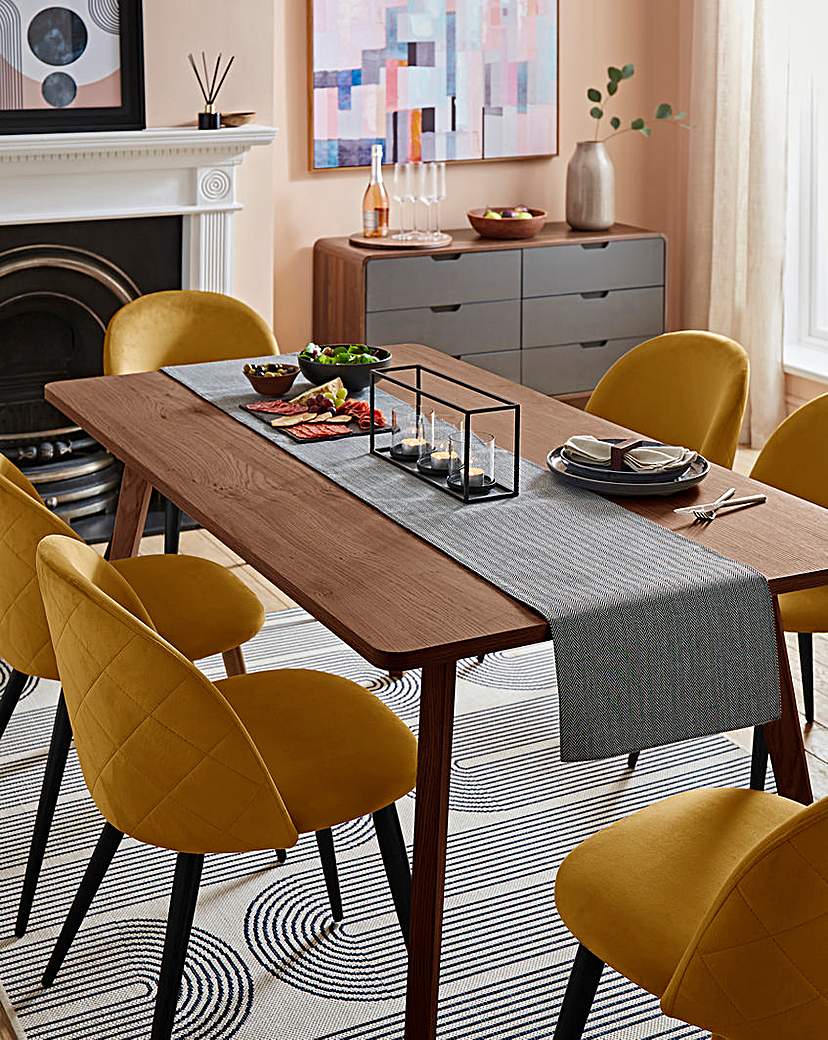 Oslo Dining Table with 6 Klara Velvet