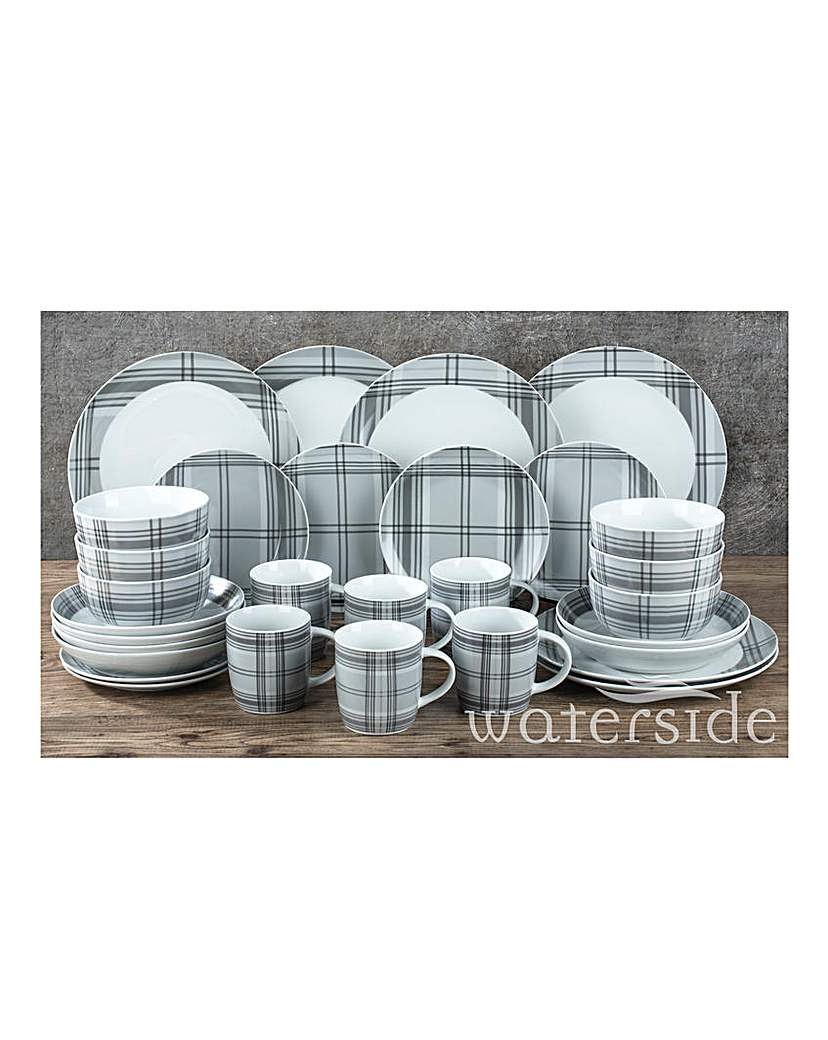 Image of Grey Tartan 30 Piece Dinner Set