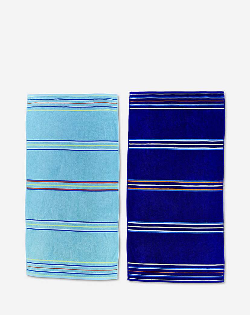 Rainbow Beach Towel Pair Light/Dark Blue