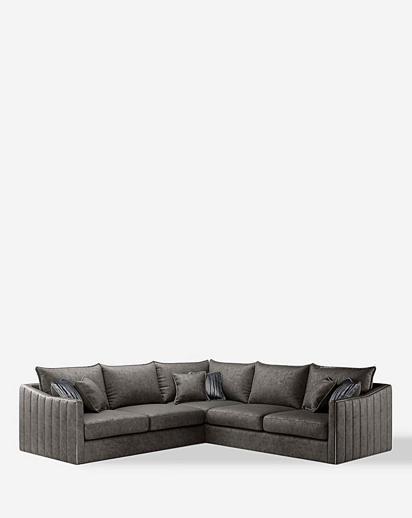 Image of Ava Embossed Velvet Large Corner Sofa