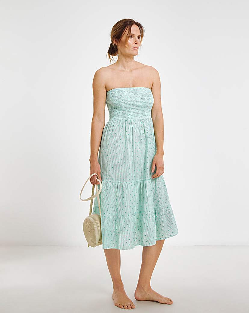 Dobby Bandeau Cotton Beach Dress