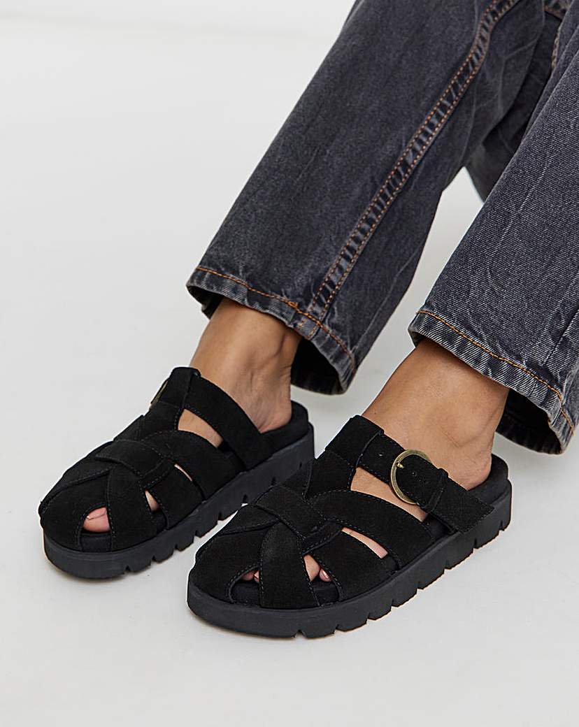 Woven Closed Toe Mules Extra Wide Fit