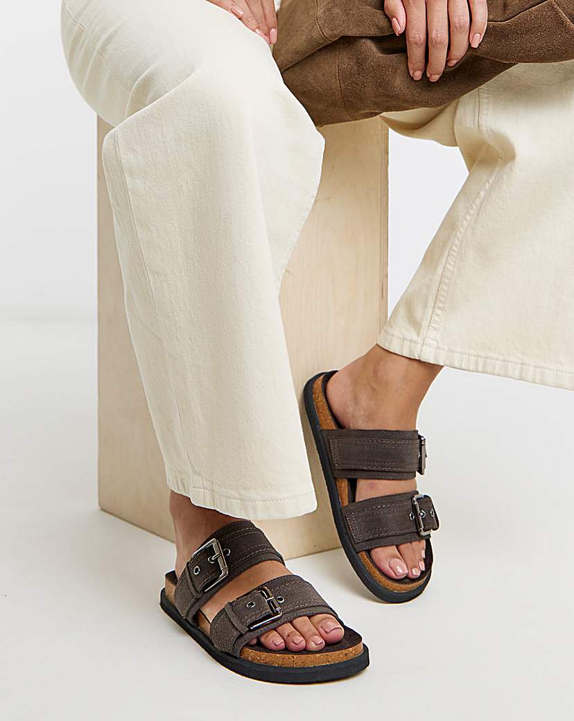 Two Strap Buckle Sandals Extra Wide Fit