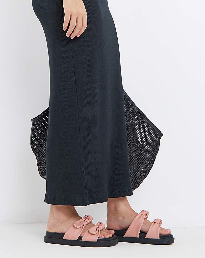Bow Detail Slider Sandals Extra Wide