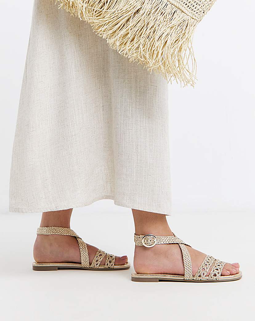 Woven Multi Strap Sandals Wide Fit