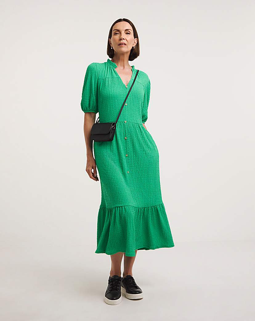 Textured Jersey Midi Smock Dress