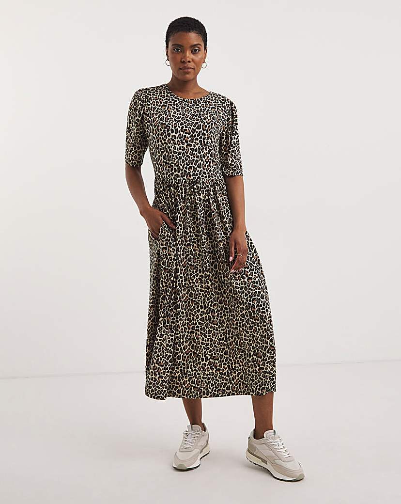 Soft Touch Smock Midi Dress With Pockets