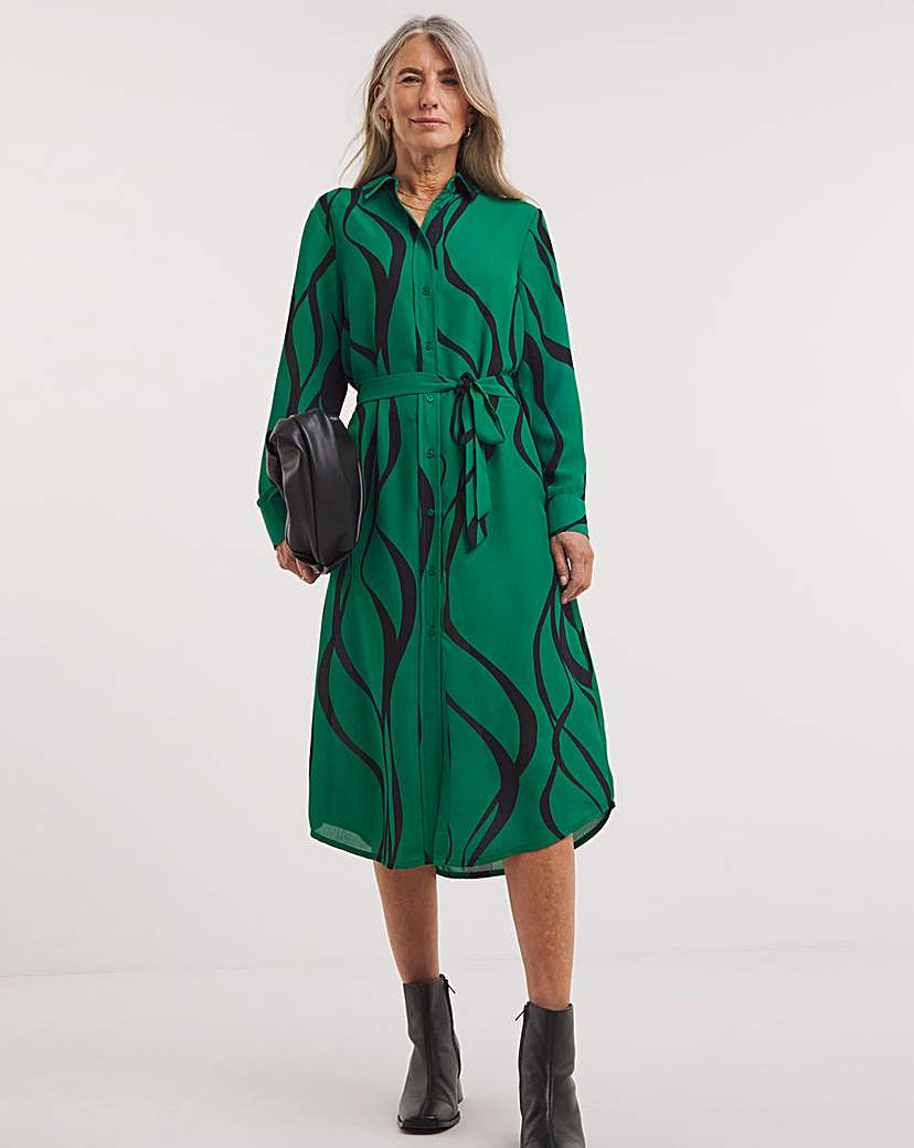 Button Through Midi Shirt Dress