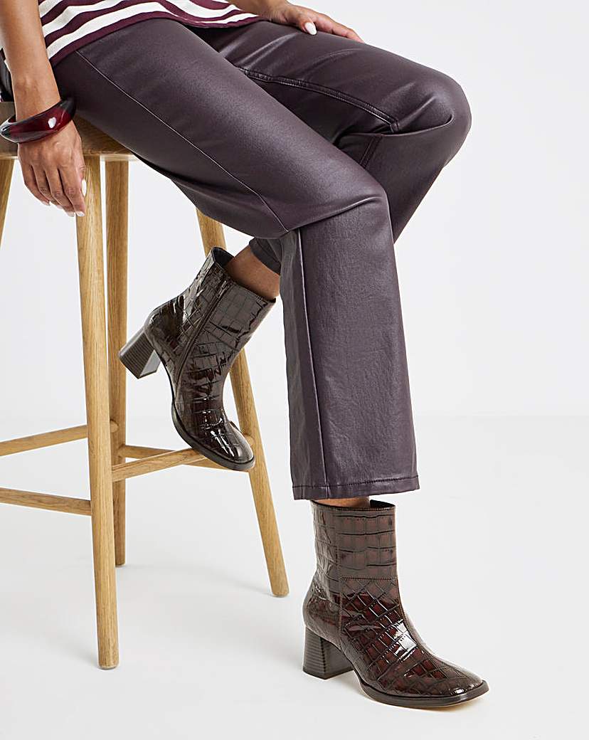 Flared Heel Ankle Boot Ex Wide