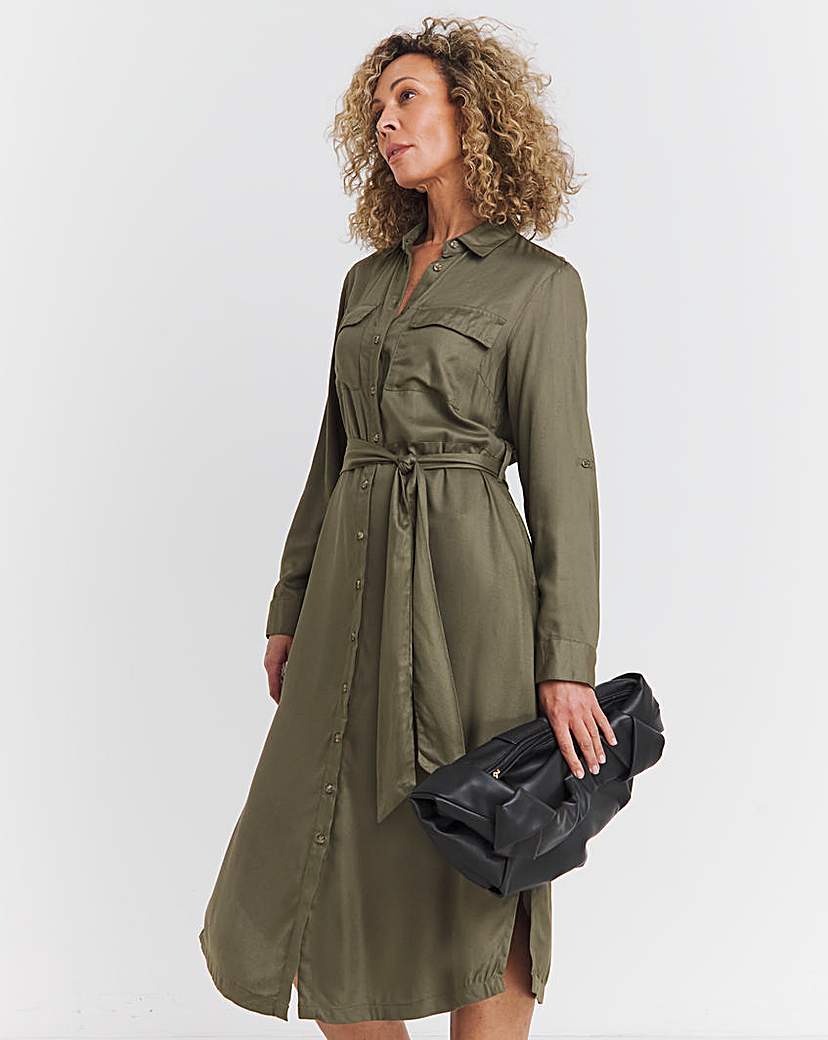 Viscose Twill Utility Shirt Dress