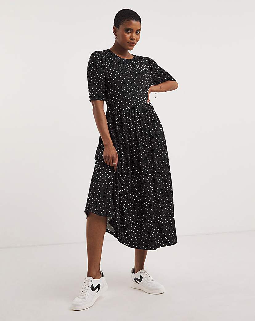 Soft Touch Smock Midi Dress With Pockets