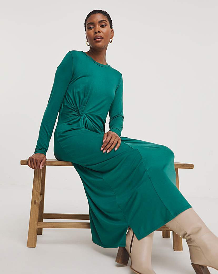 Twist Knot Jersey Midi Dress