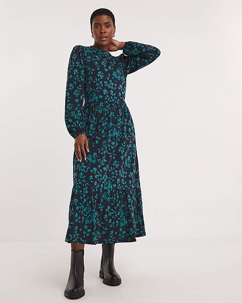 Jersey Slub Long Sleeve Smock Dress