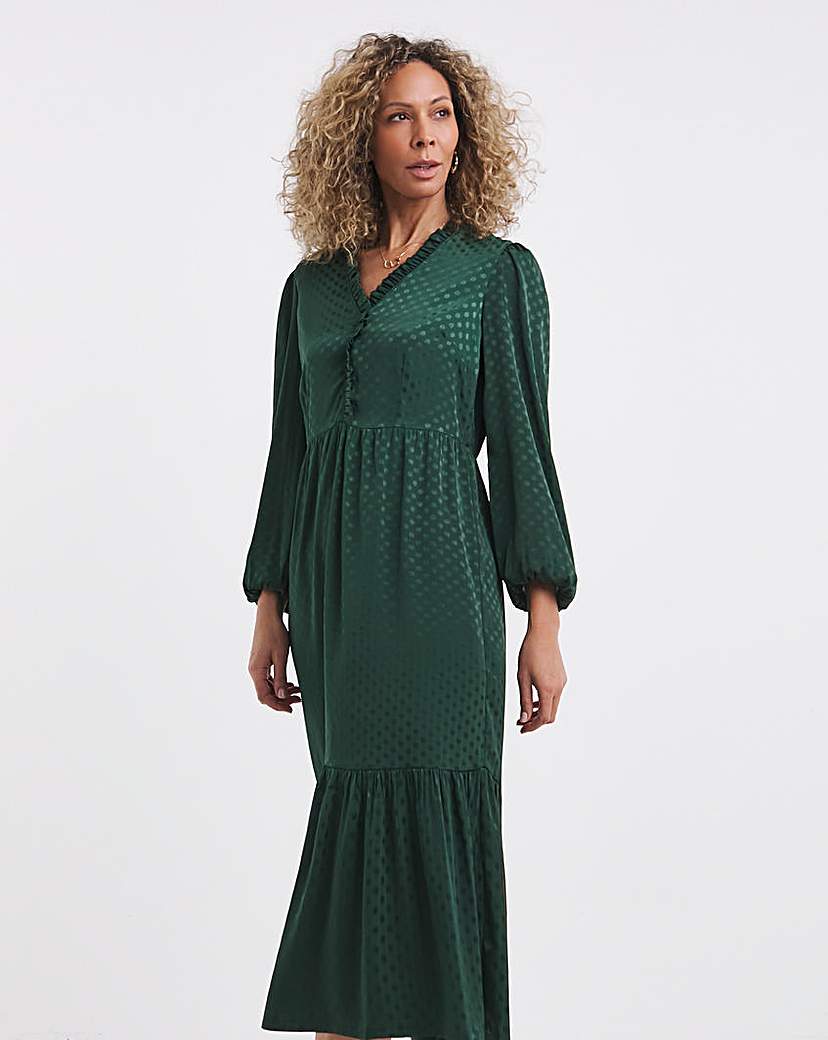 Jaquard Spot Midi Dress