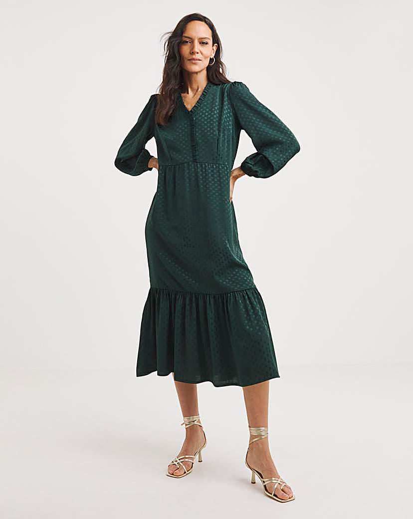 Jaquard Spot Midi Dress