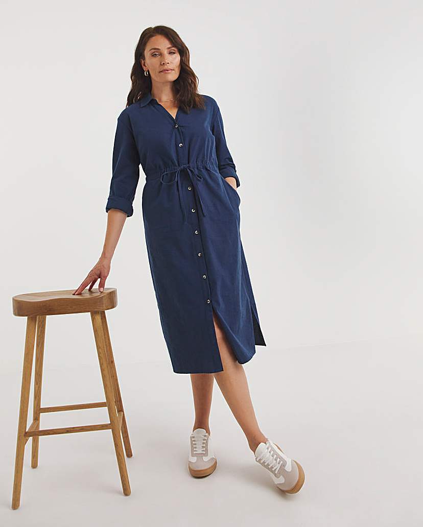 Brushed Flannel Utility Shirt Dress