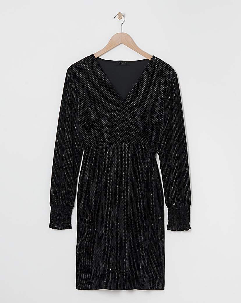 Velvet Glitter Stripe Wrap Dress