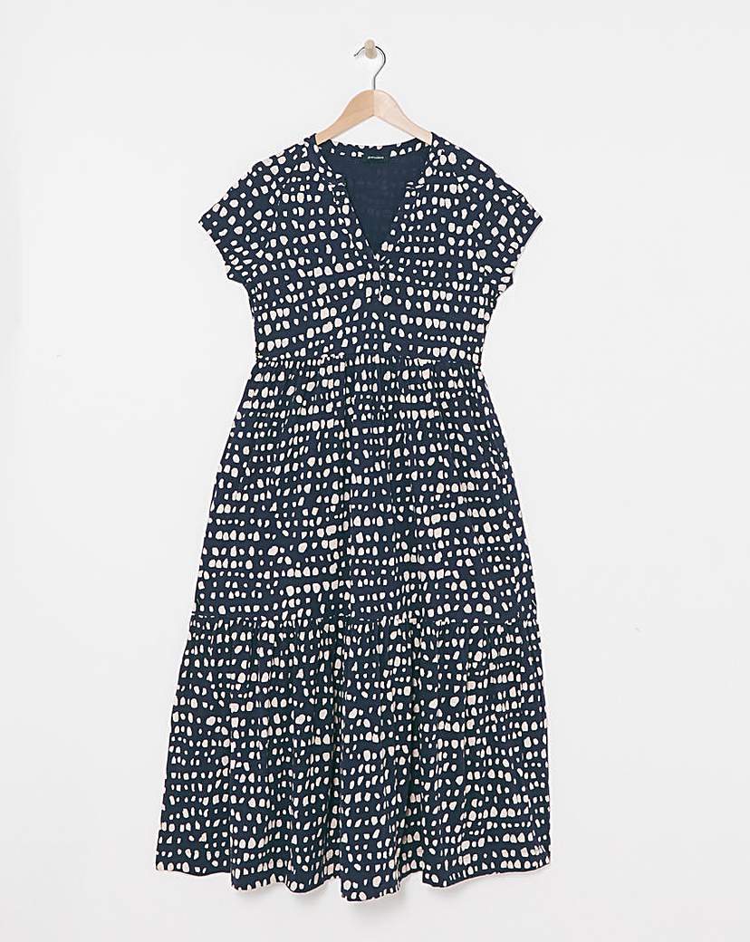 Notch Neck Jersey Smock Midaxi Dress