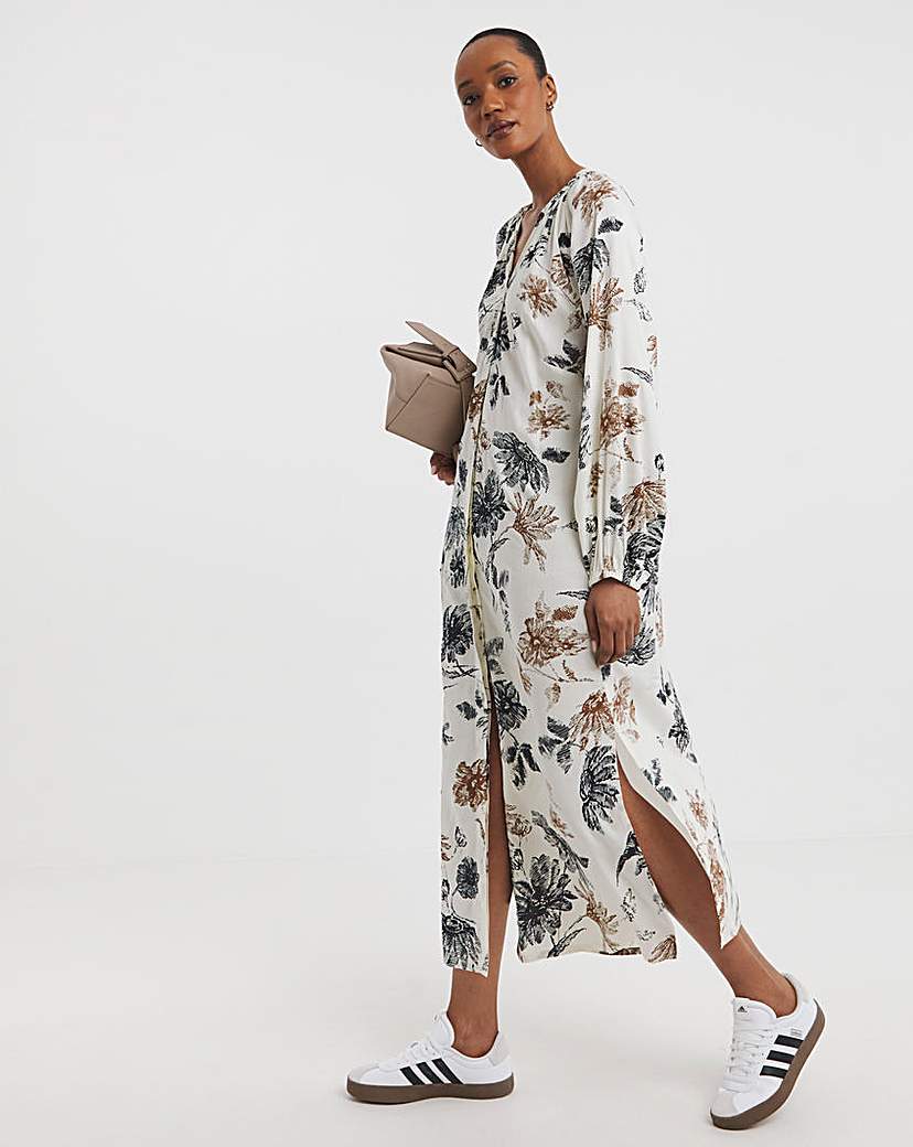 Printed Belted Kaftan Dress