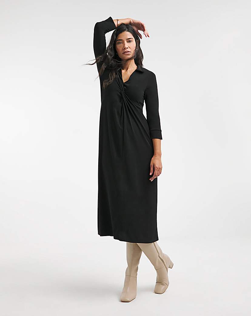 Jersey Twisted Midi Dress