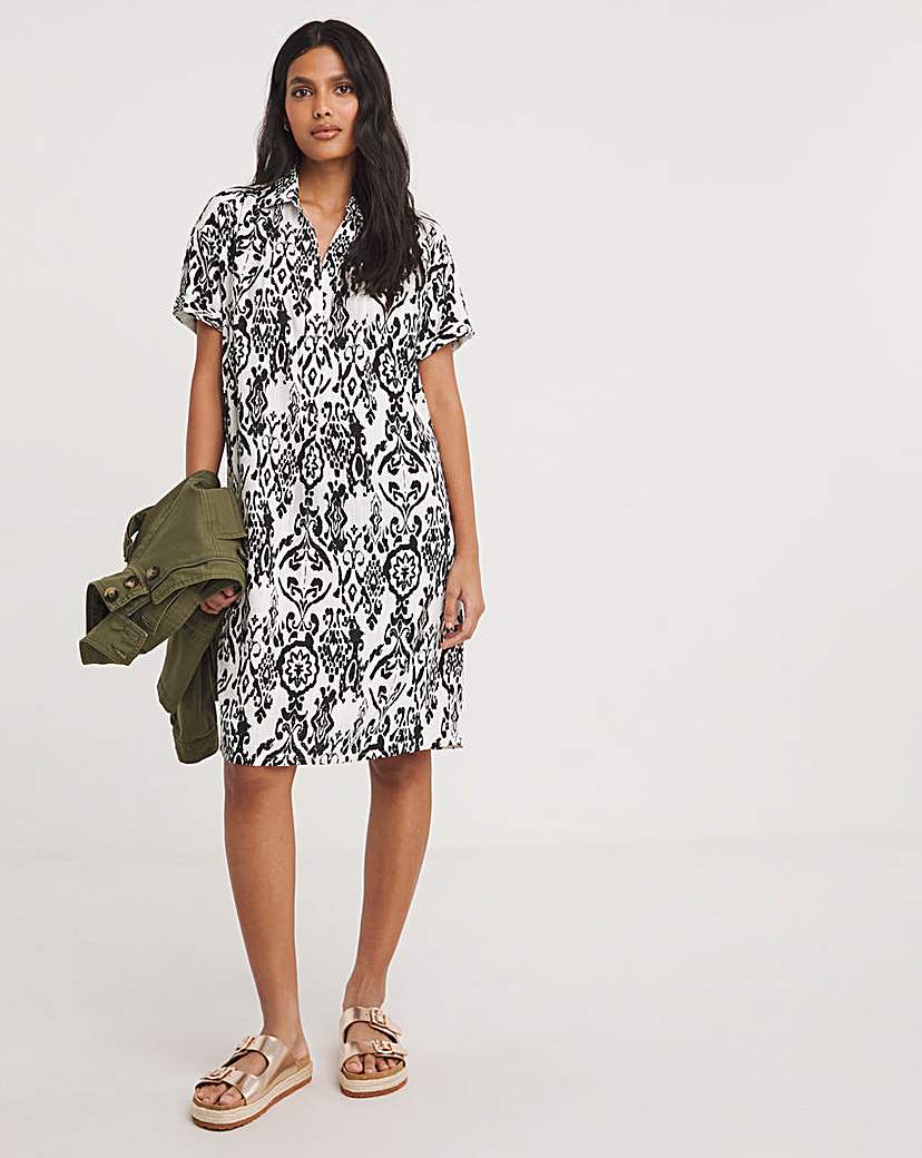 Printed Short Sleeve Tunic Dress