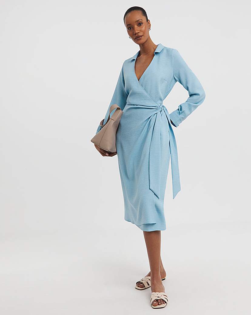 Textured Wrap Shirt Dress