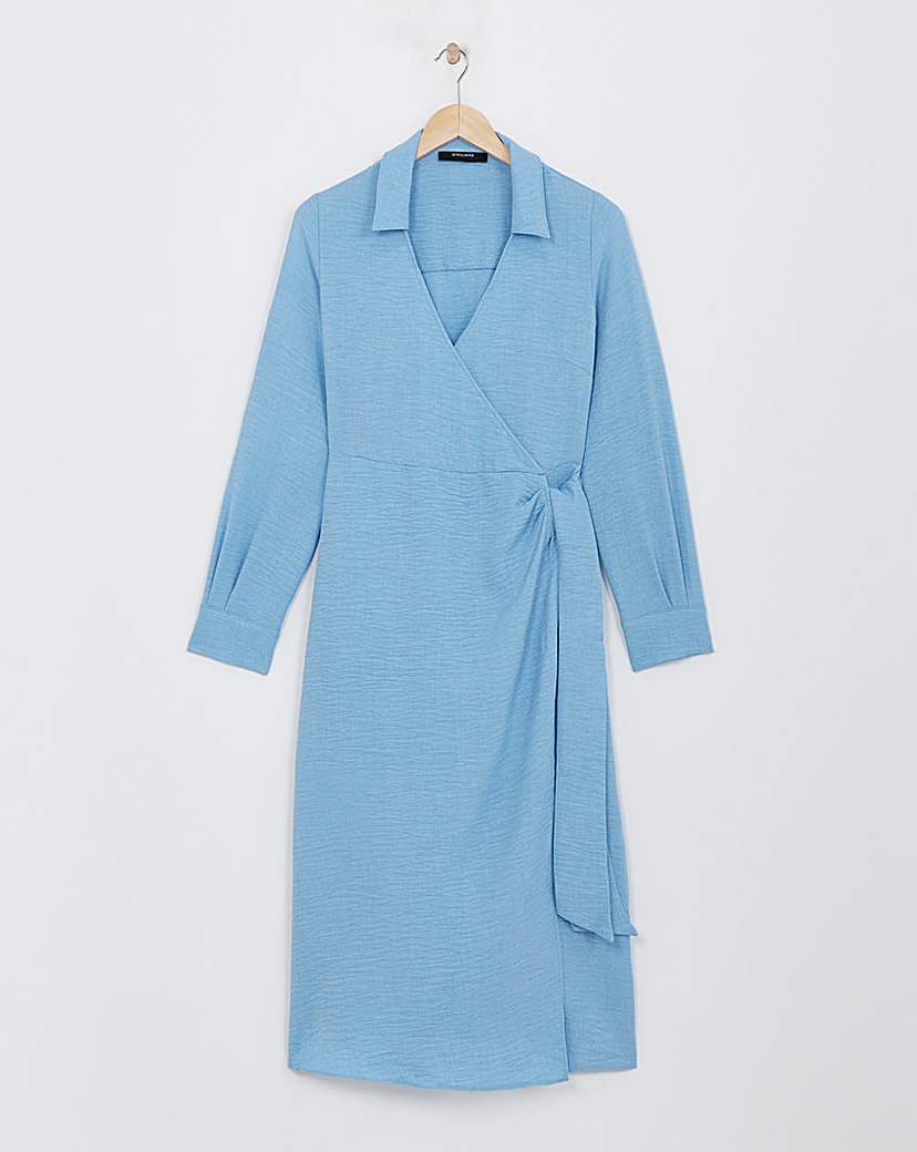 Textured Wrap Shirt Dress