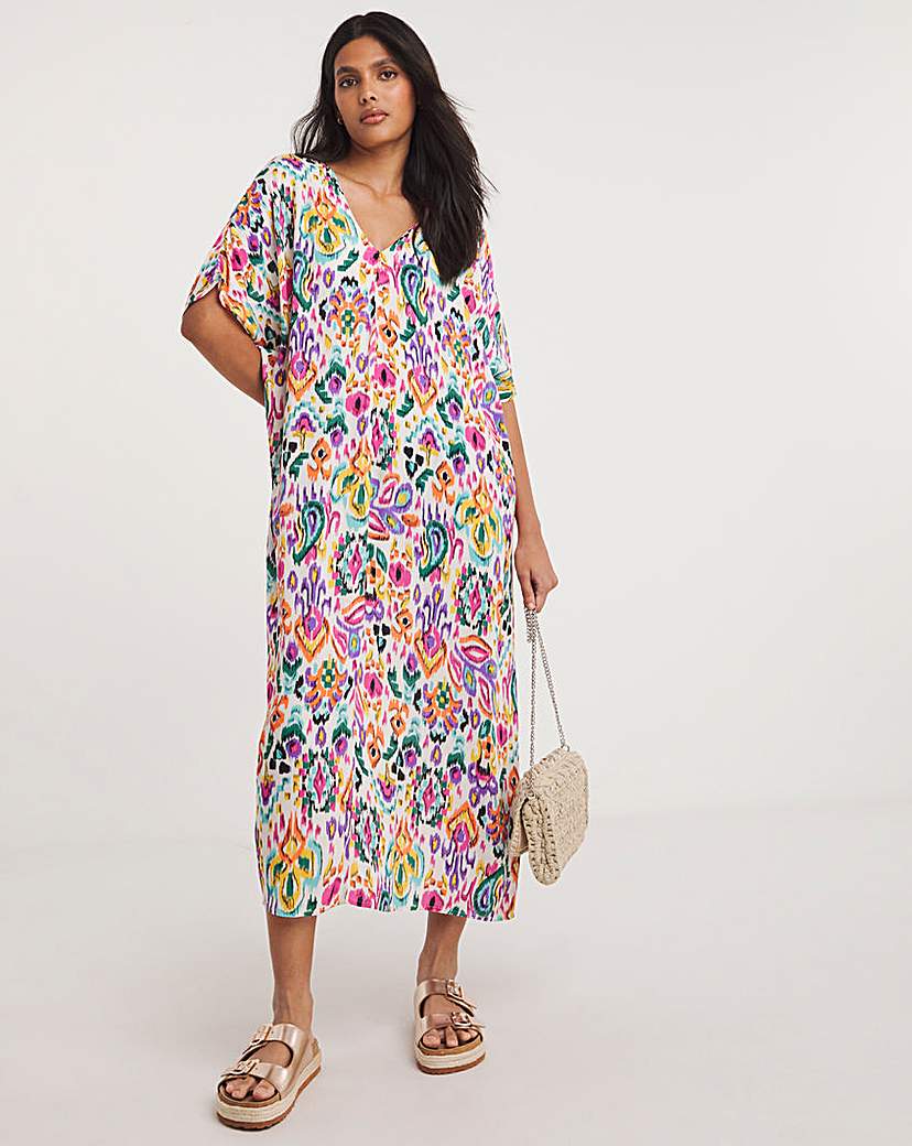 Crinkle Kaftan Overhead Midi Dress