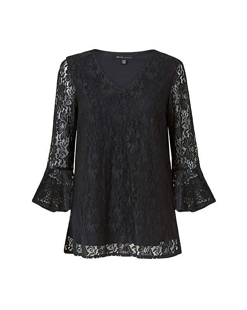 Image of Mela London Curve Black Lace Top