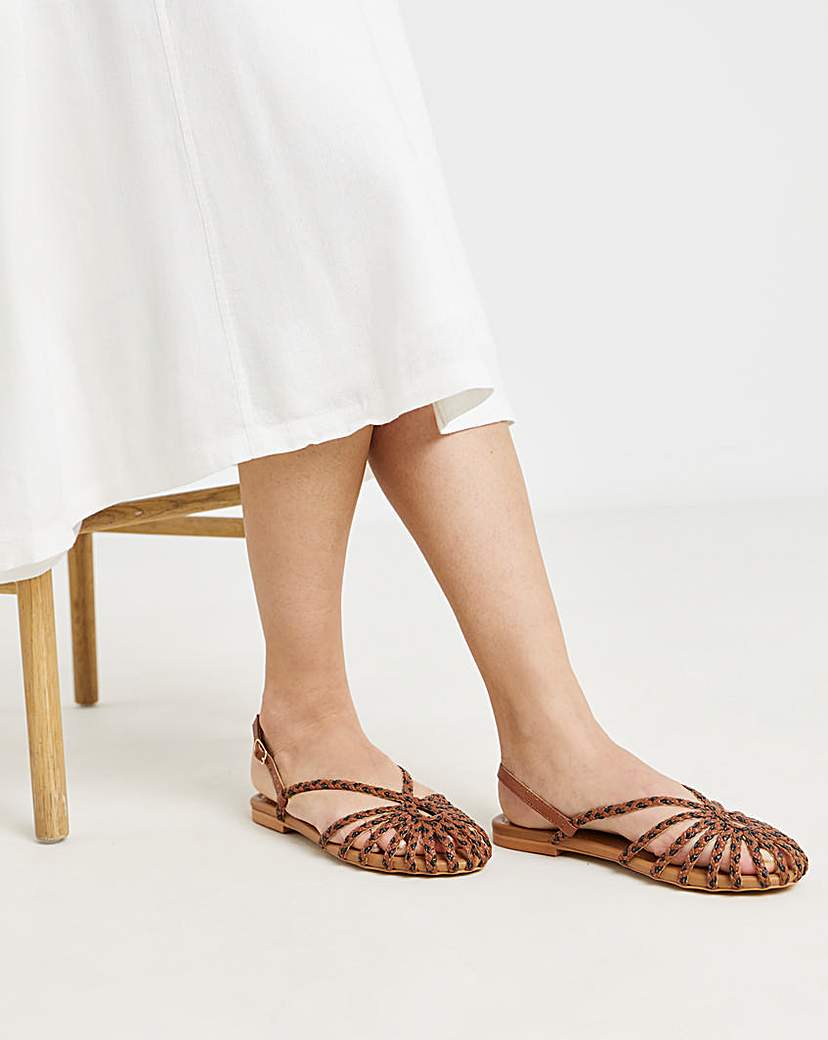 Plaited Woven Shoes Wide Fit TAN Simply …